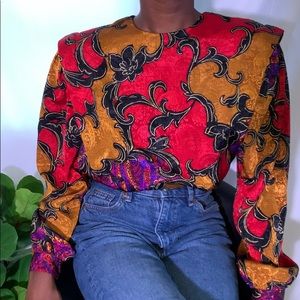 Vintage Tess Blouse with Padded Shoulders